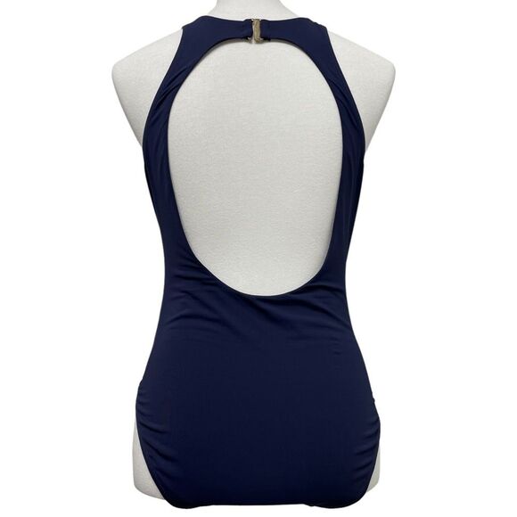 Andie Swim Catalina One Piece Navy Blue Swimsuit, Large. Open clasp back - Picture 5 of 14